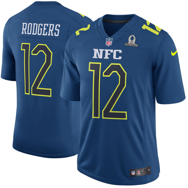 Men NFC Green Bay Packers #12  Aaron Rodgers Nike Navy 2017 Pro Bowl Game Jersey